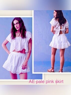American Eagle Outfitters, Pale Pink Ruffle-Hem, Size XL, tiered Mini Skirt EUC